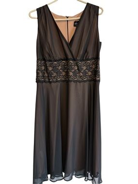 Connected Woman Black Lace Chiffon Cocktail Dress 14W